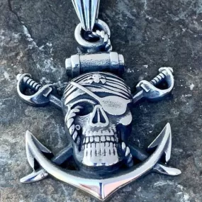 1 Eyed Pirate & Anchor Pendant - Necklace (224)