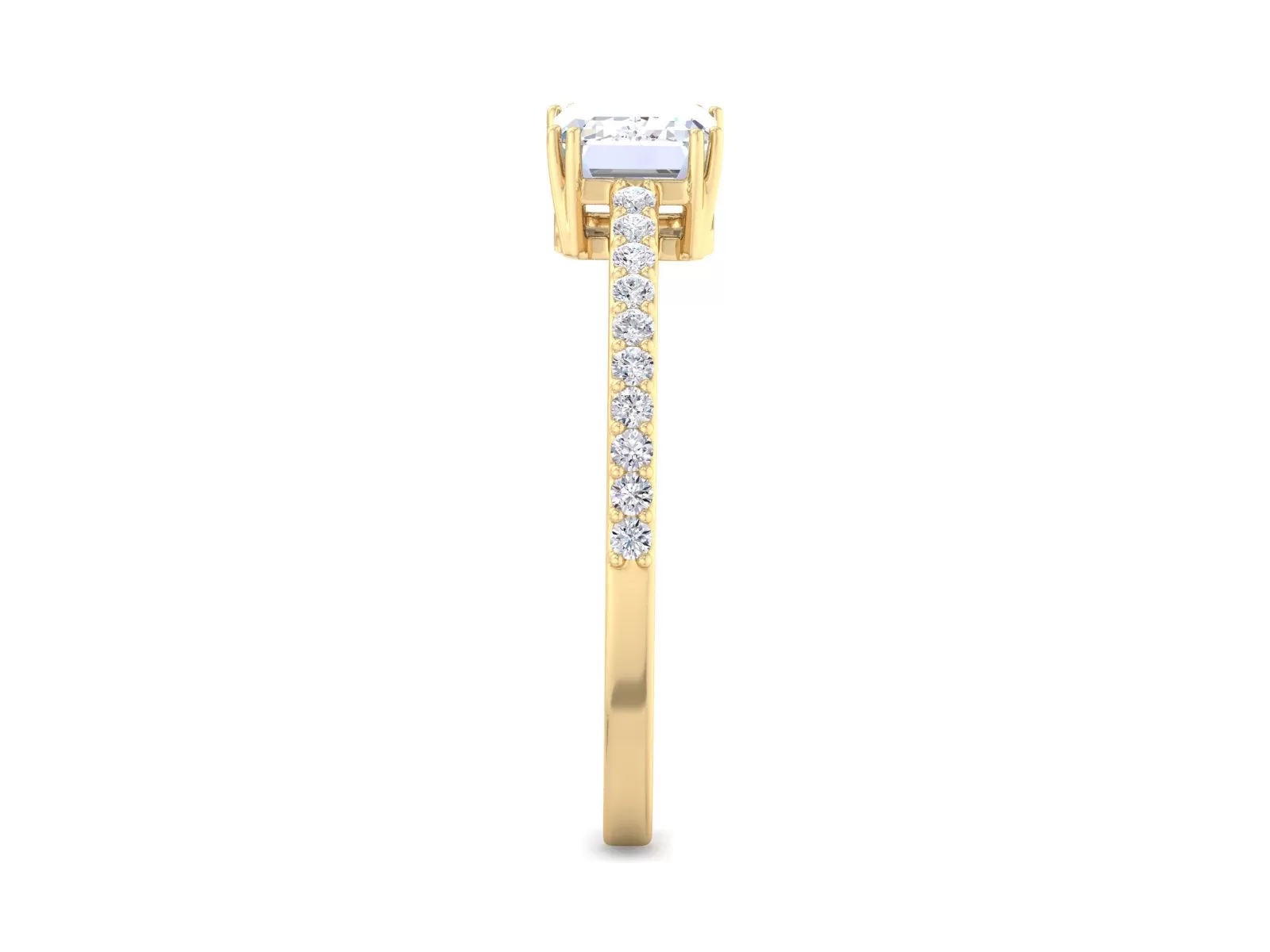 1.00 CT Emerald Cut Lab Diamond Engagement Ring Lab Grown Engagement Ring