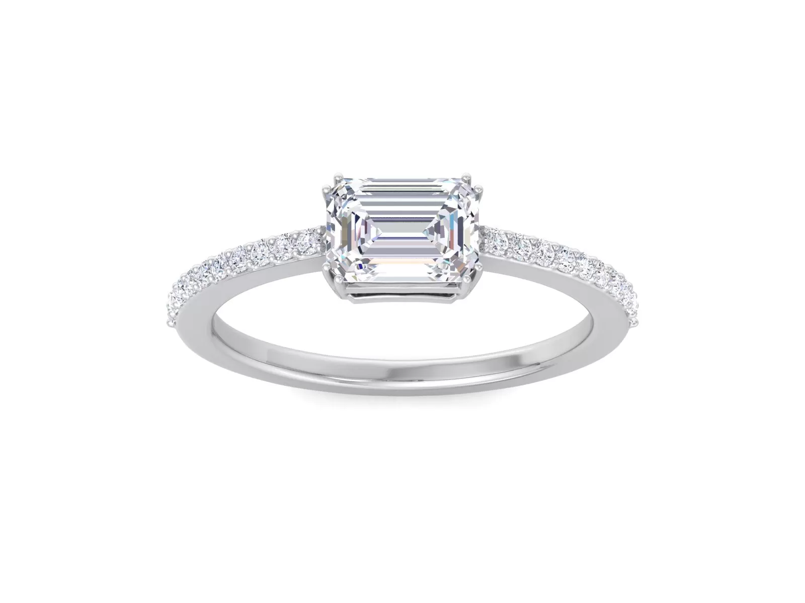 1.00 CT Emerald Cut Lab Diamond Engagement Ring Lab Grown Engagement Ring