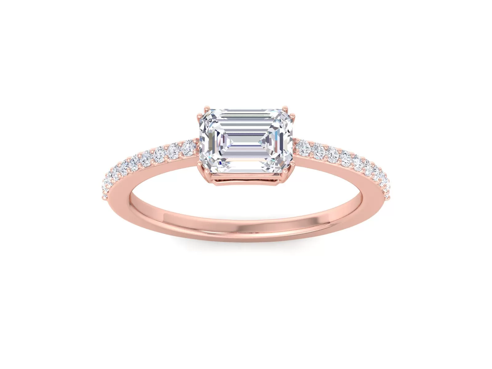 1.00 CT Emerald Cut Lab Diamond Engagement Ring Lab Grown Engagement Ring