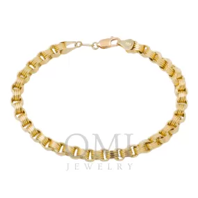 10K GOLD HOLLOW BOX BYZANTINE CHAIN BRACELET