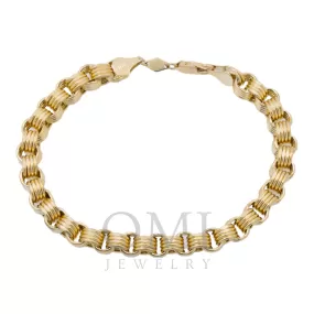 10K GOLD HOLLOW BOX BYZANTINE CHAIN BRACELET