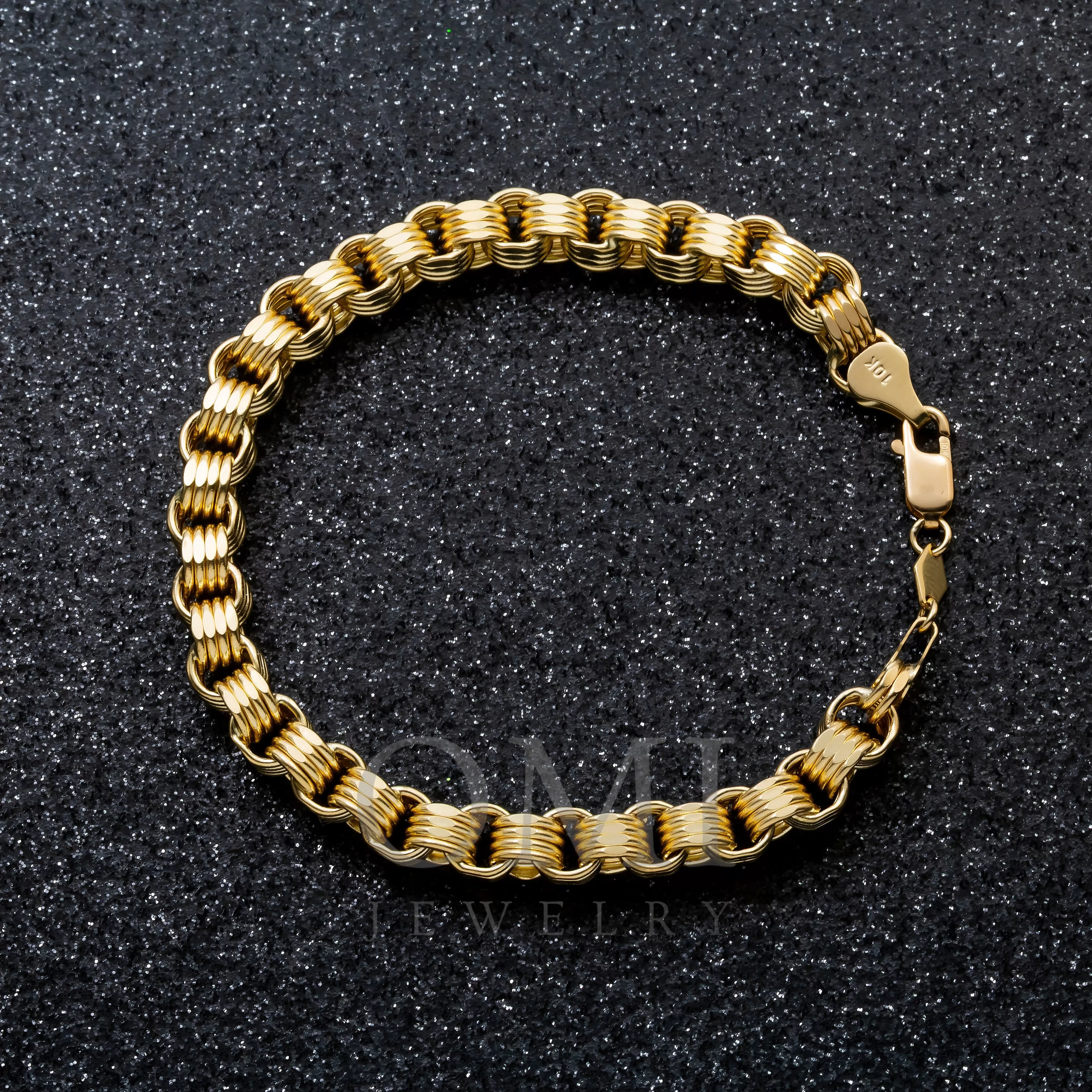 10K GOLD HOLLOW BOX BYZANTINE CHAIN BRACELET