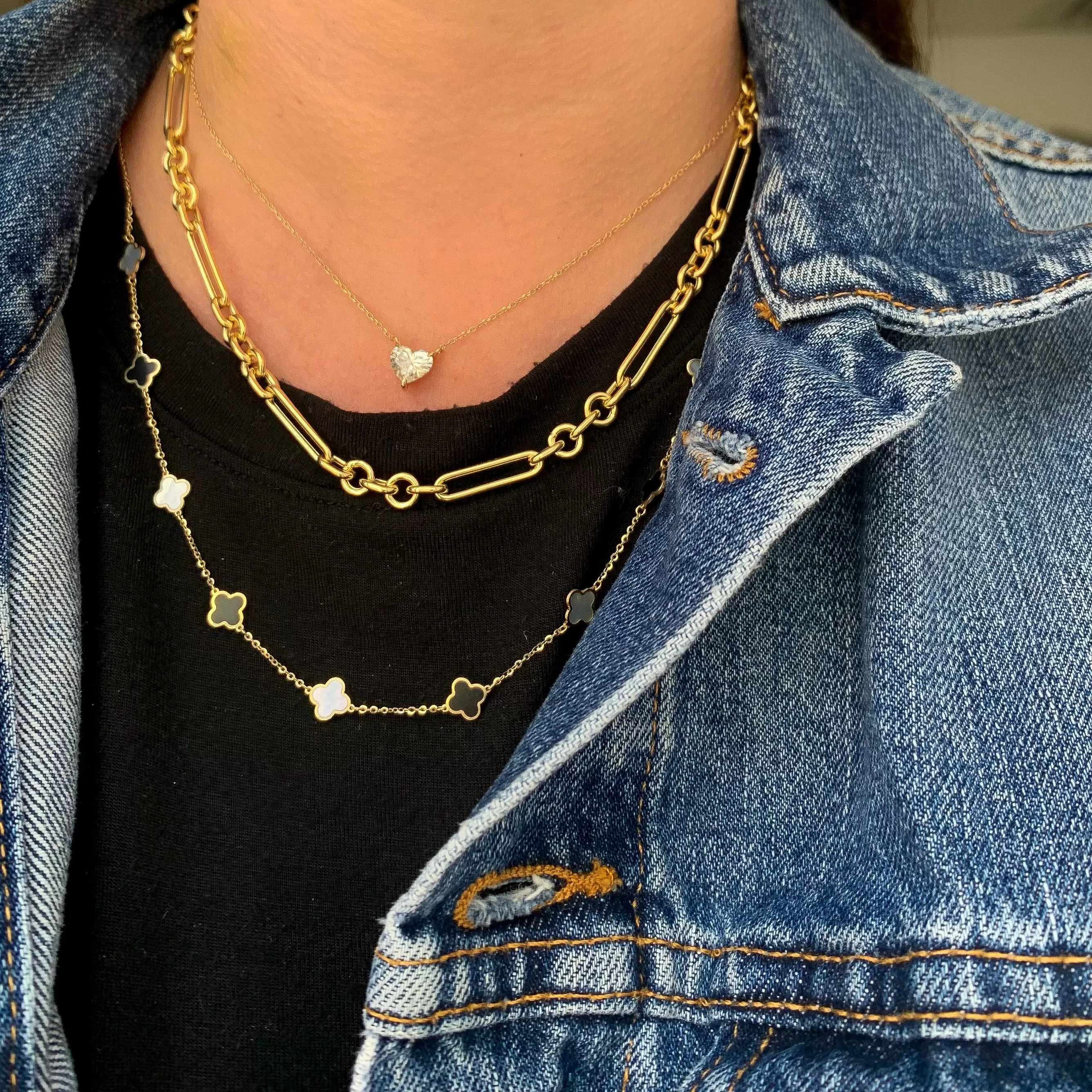 10K Gold Mixed Link Necklace