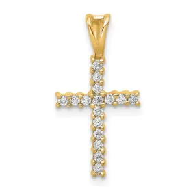 14K Gold Pave Diamond Cross Pendant