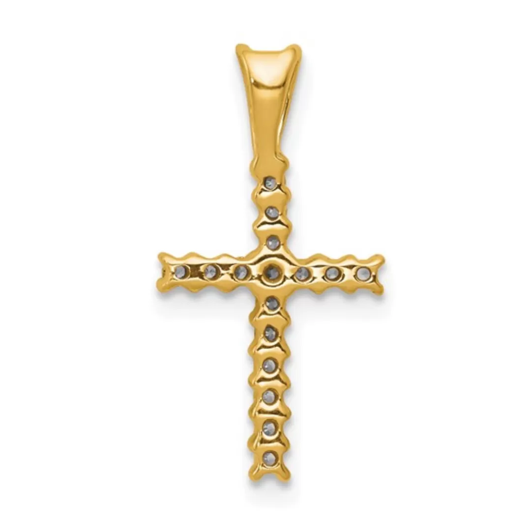 14K Gold Pave Diamond Cross Pendant