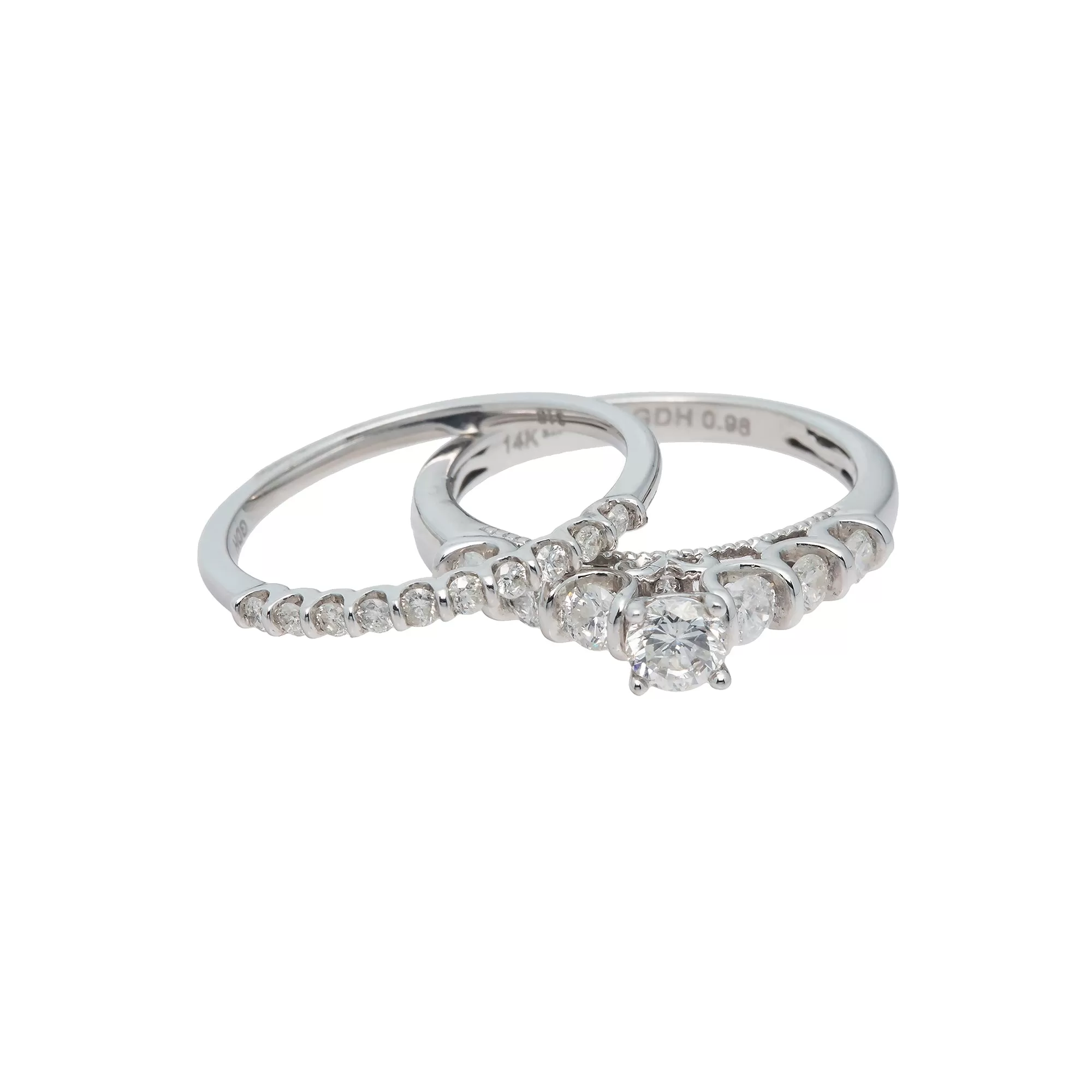 14k White Gold & 0.98ct Diamond Ring (4.9gm)