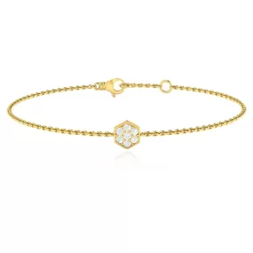 14K YELLOW GOLD DIAMOND HONEYCOMB BRACELET - 0.18CTW