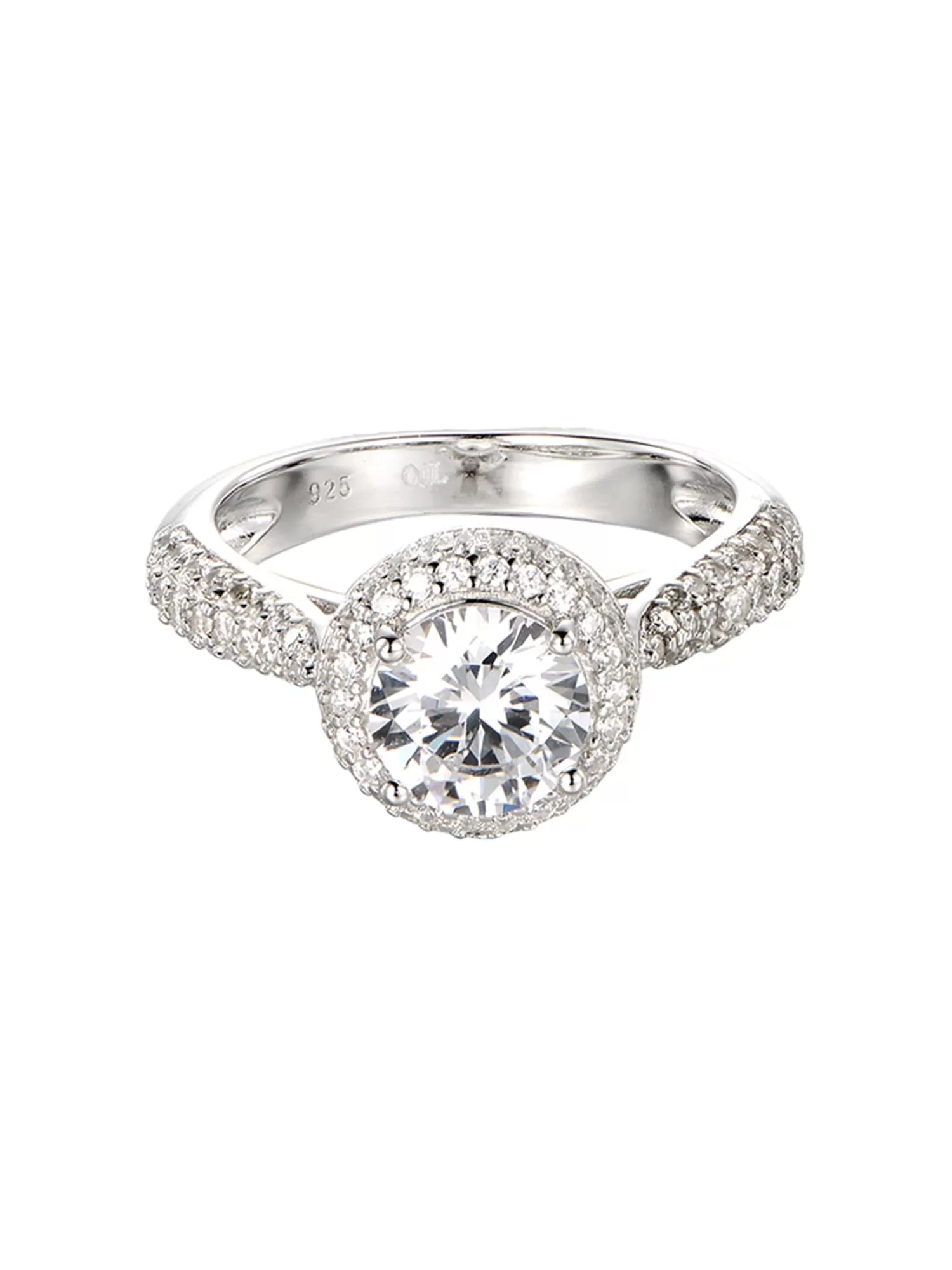 1.5 Carat Halo Solitaire Silver Ring