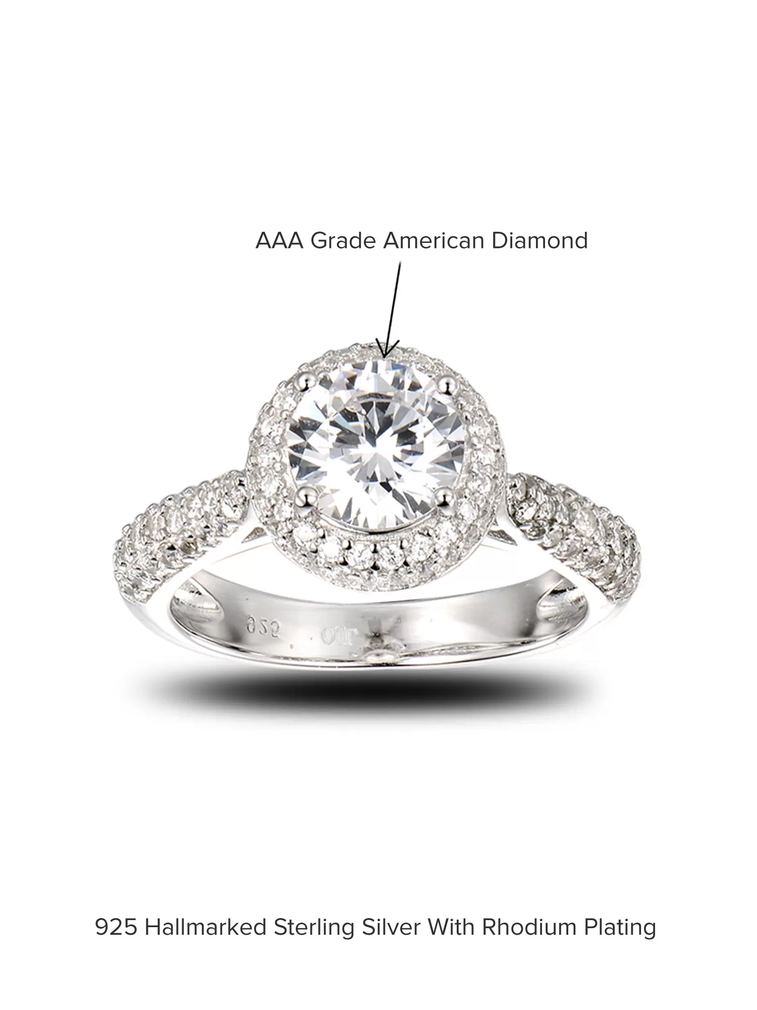 1.5 Carat Halo Solitaire Silver Ring