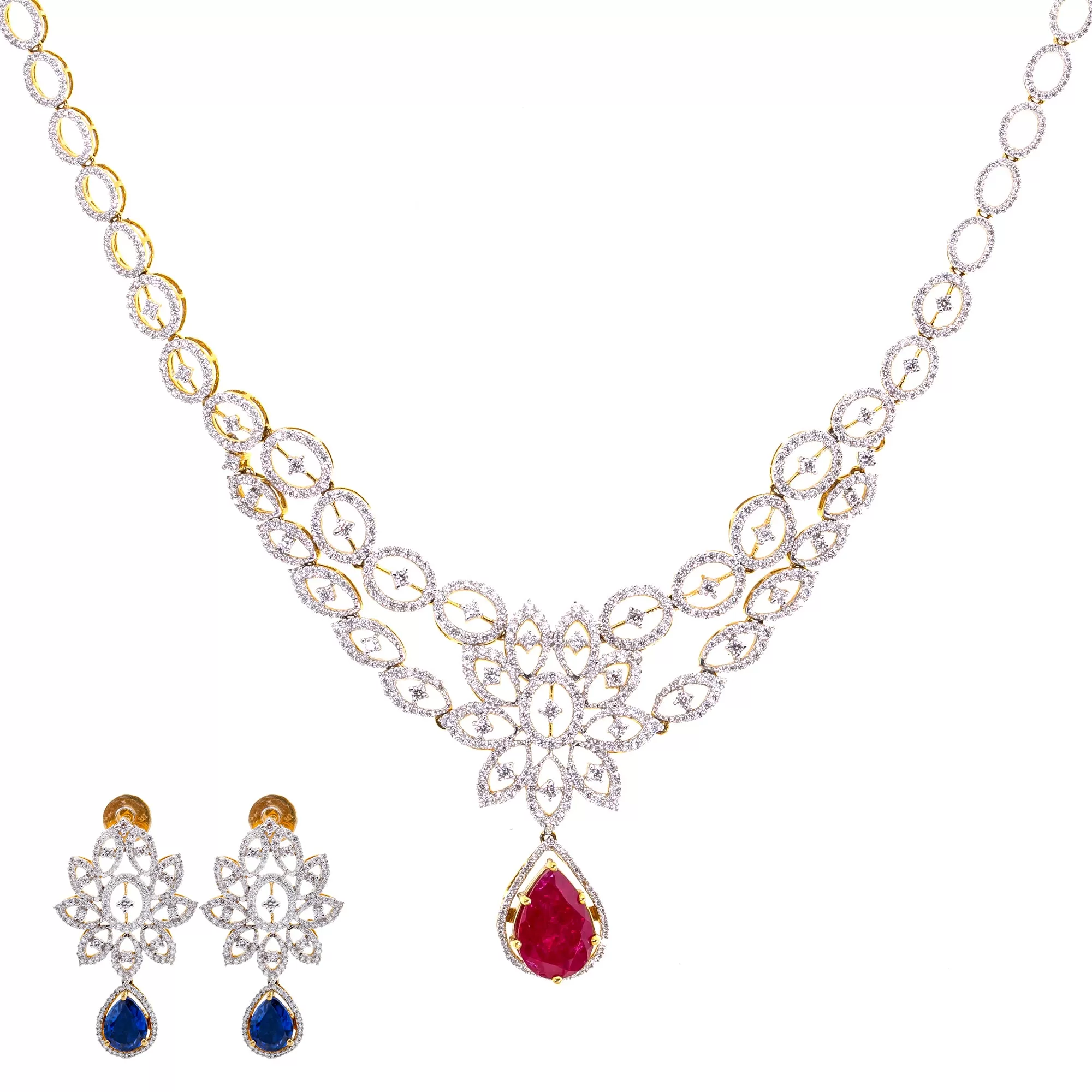 18K Gold Diamond Jewelry Set (40.2gm)