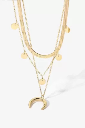 18K Gold-Plated Moon Shape Pendant Necklace