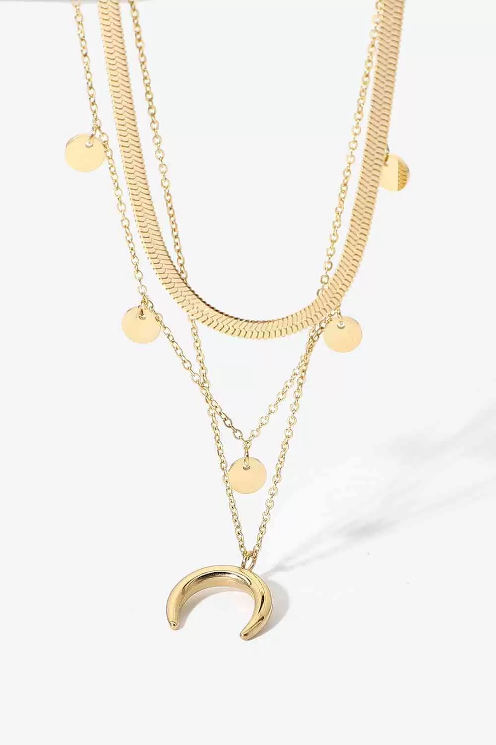 18K Gold-Plated Moon Shape Pendant Necklace