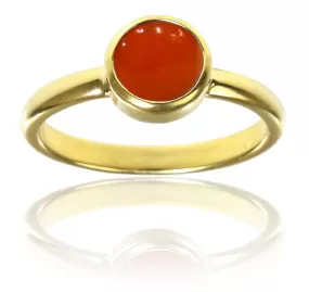 18K Gold Plated Stackable Jaipuri Circle Ring Carnelian 8