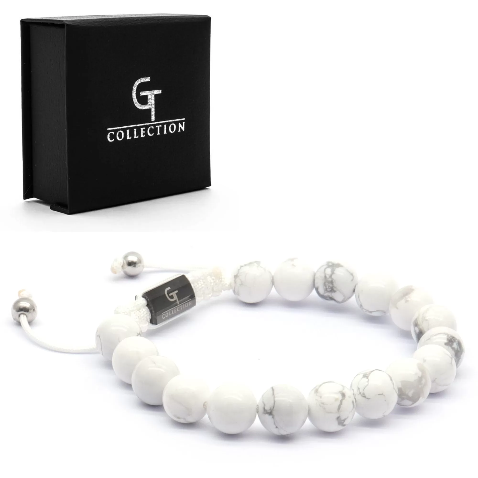 2 PIECE SET - HOWLITE Single Bead & Flatbead Bracelet