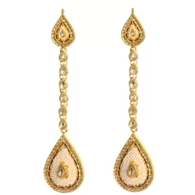 22k Gold Uncut Diamond and Keshi Pearl Liana Earring