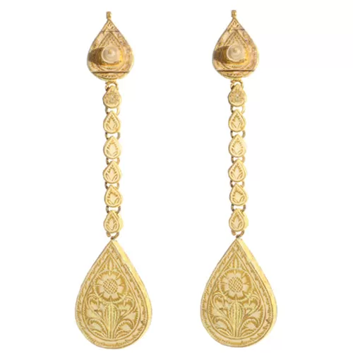 22k Gold Uncut Diamond and Keshi Pearl Liana Earring