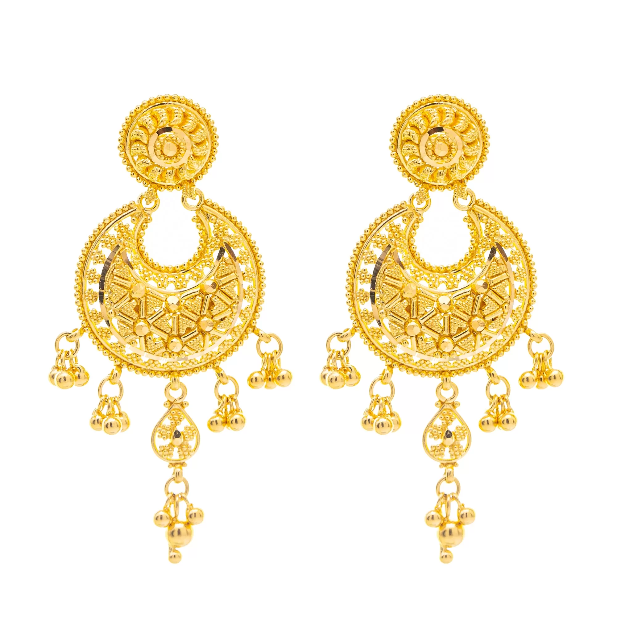 22K Yellow Gold Chandbali Jewelry Set (78.3gm)