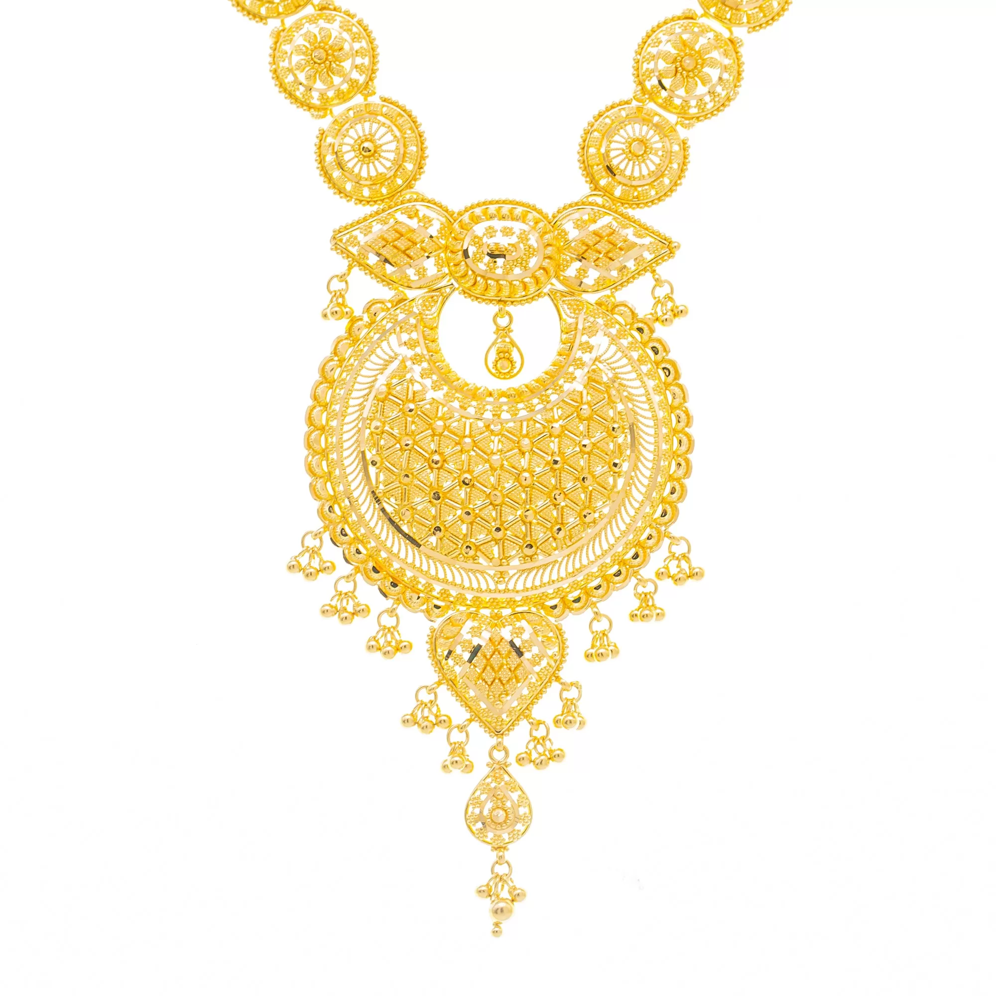 22K Yellow Gold Chandbali Jewelry Set (78.3gm)