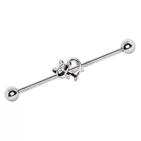 316L Stainless Steel Jeweled Alley Cat Industrial Barbell