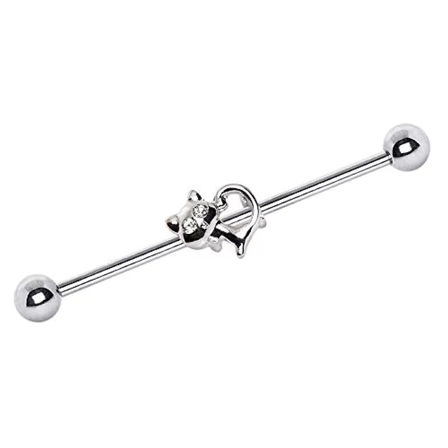 316L Stainless Steel Jeweled Alley Cat Industrial Barbell