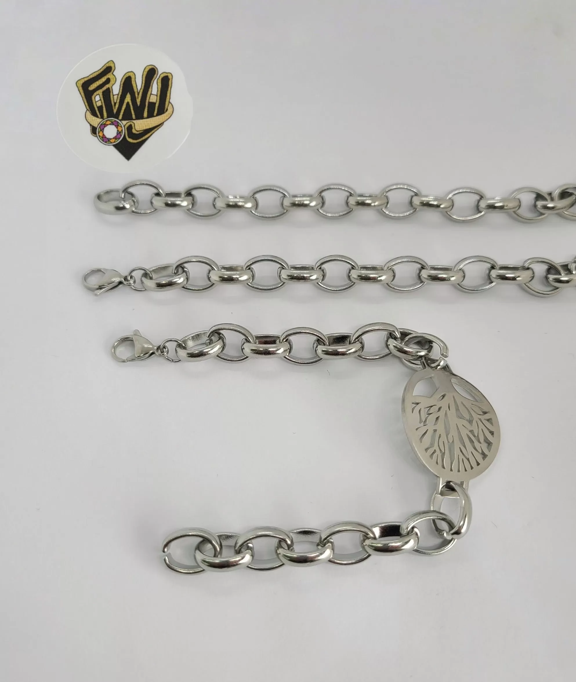 (4-7098-A) Stainless Steel - 10mm Rolo Link Tree of Life Set.