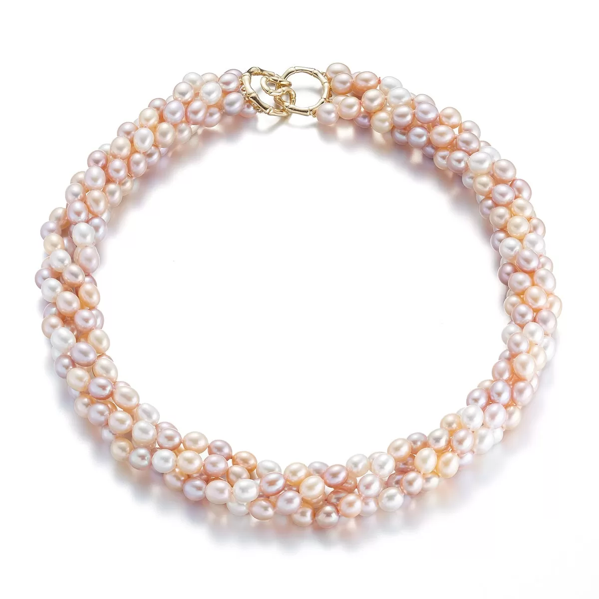 4-Strand Pastel Baroque Pearl Twist Necklace