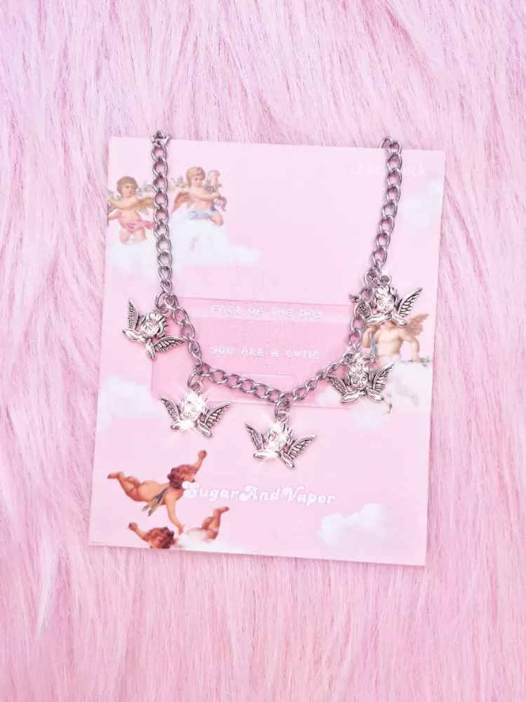 5 Cute Cherub Angels Stainless Steel Necklace 2.0