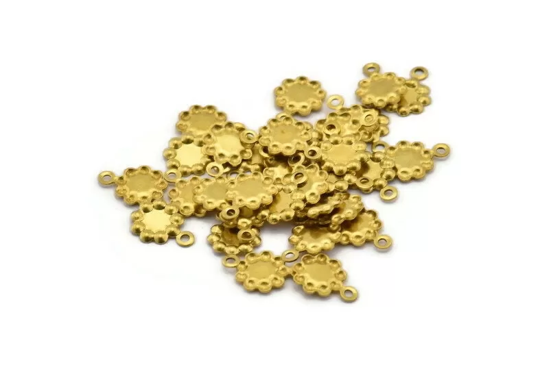 50 Raw Brass Charm (10.5mm) D0218