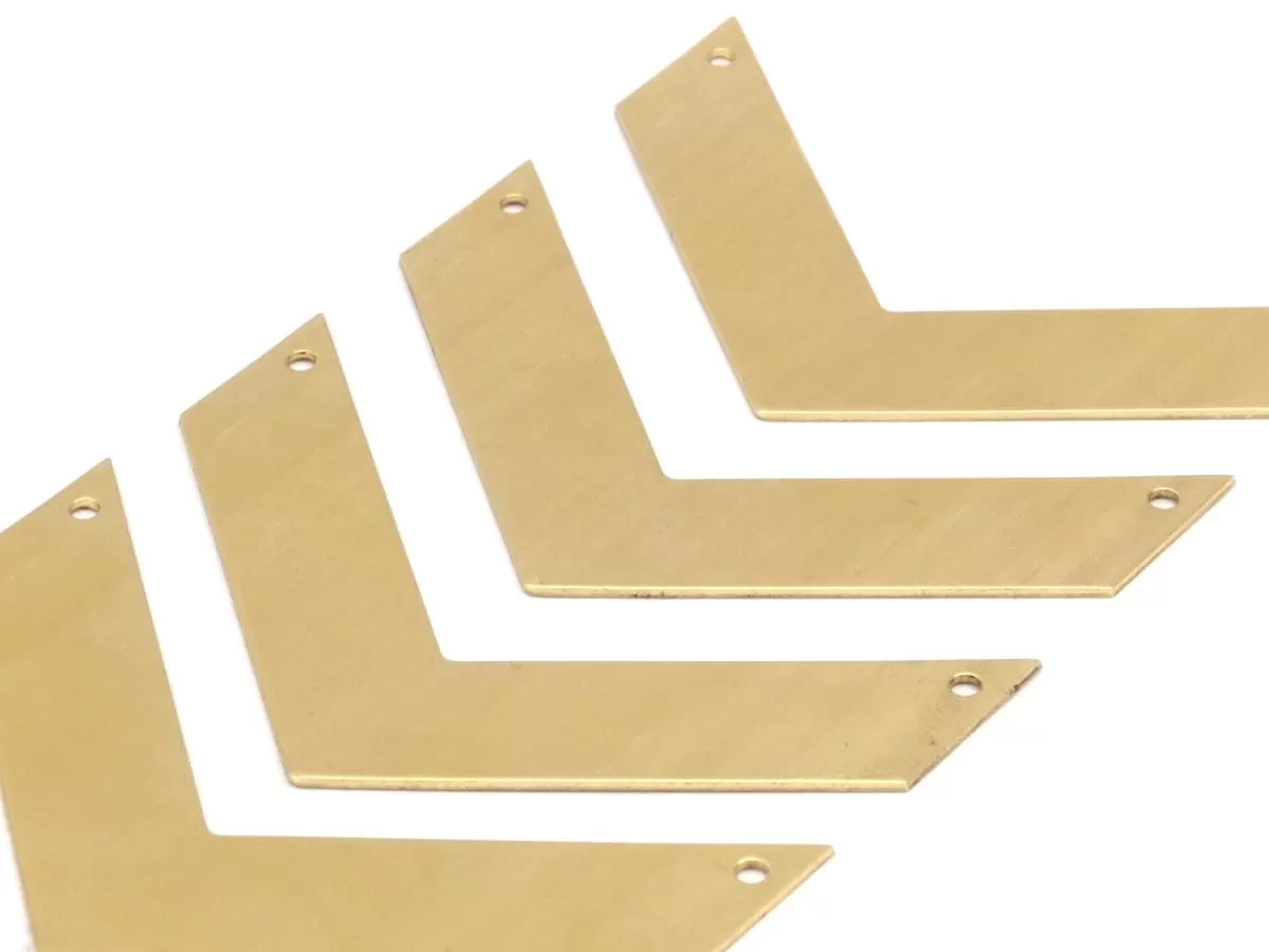 7 Raw Brass Chevrons 2 Holes (60x20x0.80mm)  D0415--N0624