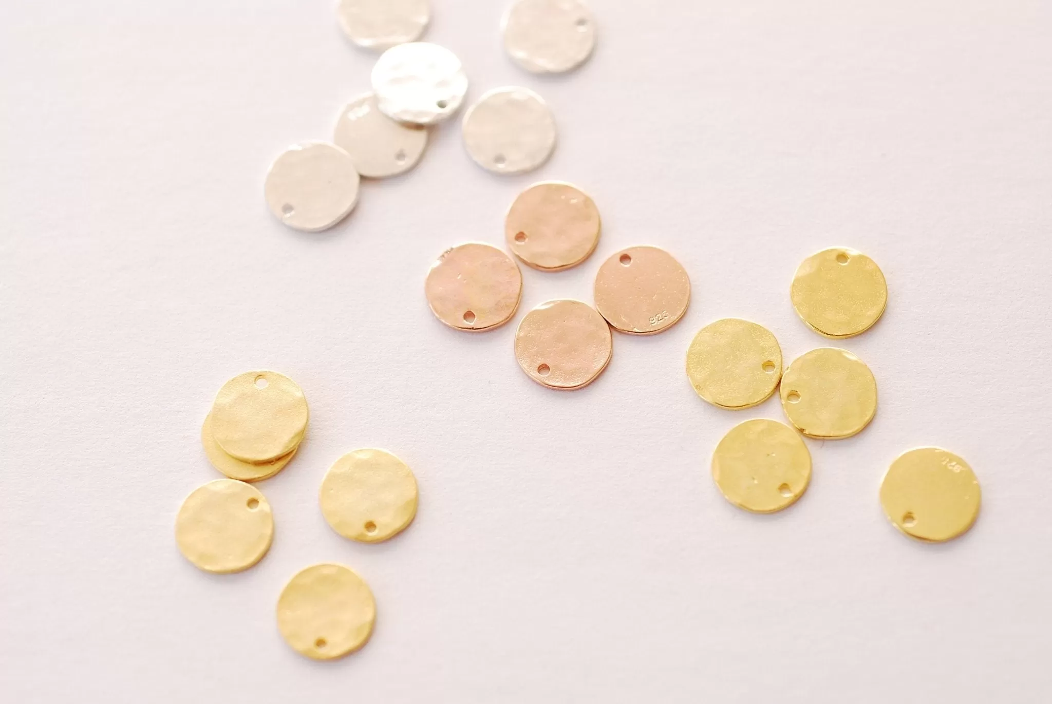 9mm Small Round Hammered Blank Disc- 925 sterling silver or Vermeil 18k Gold Plated round stamping disc round coin Jewelry Component