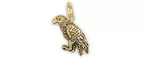 African Grey Jewelry 14k Gold Handmade African Grey Charm  AFG13X-CG