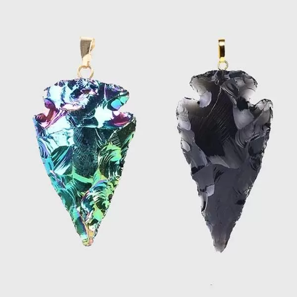 Agate & Obsidian Stone Arrowheads