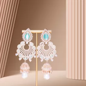 Alara Mint & Rose Gold Statement Indian Jewelry Earrings Rose Gold - Jaipur Rose Modern Luxury Designer Indian Jewelry