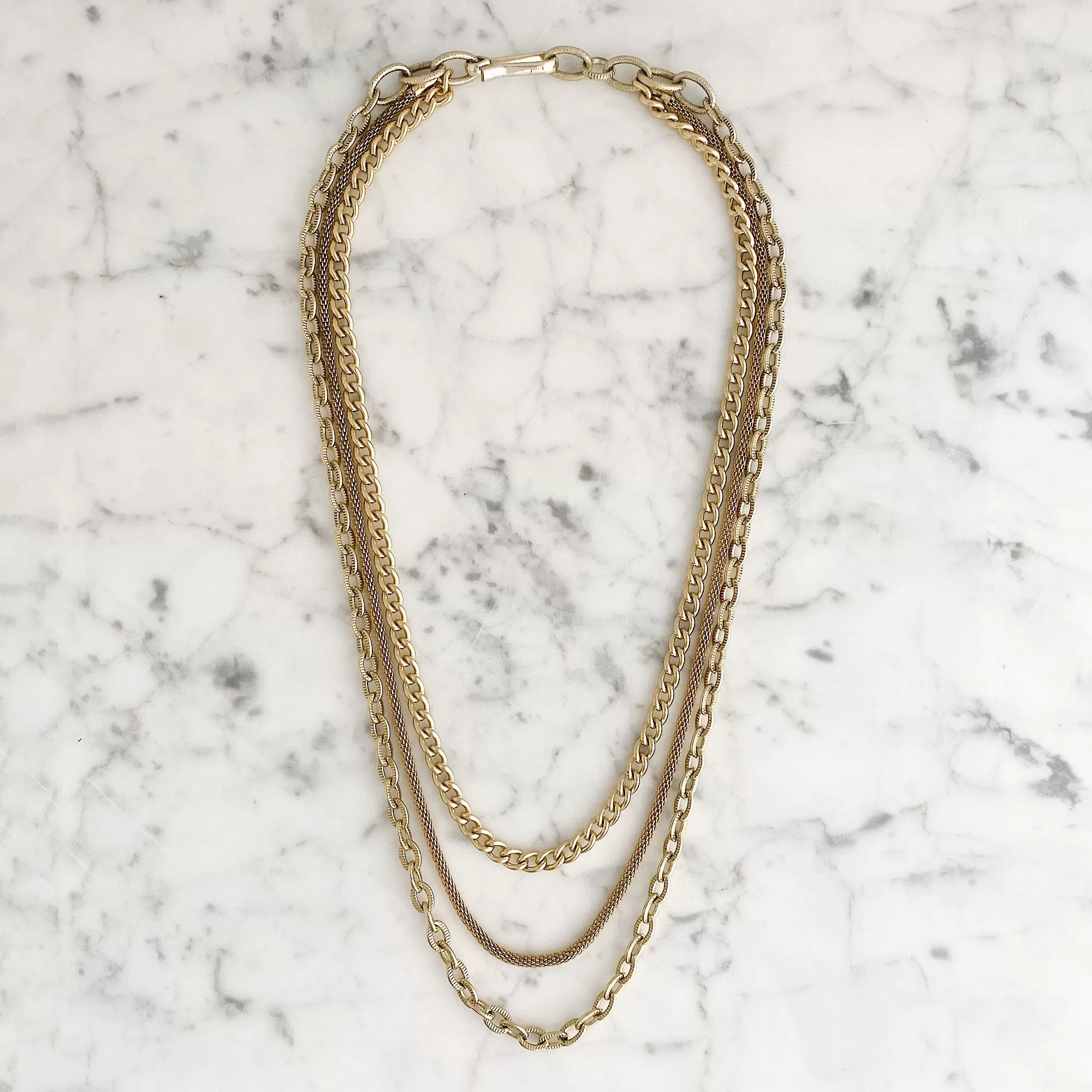 ALFIE triple strand gold layered necklace