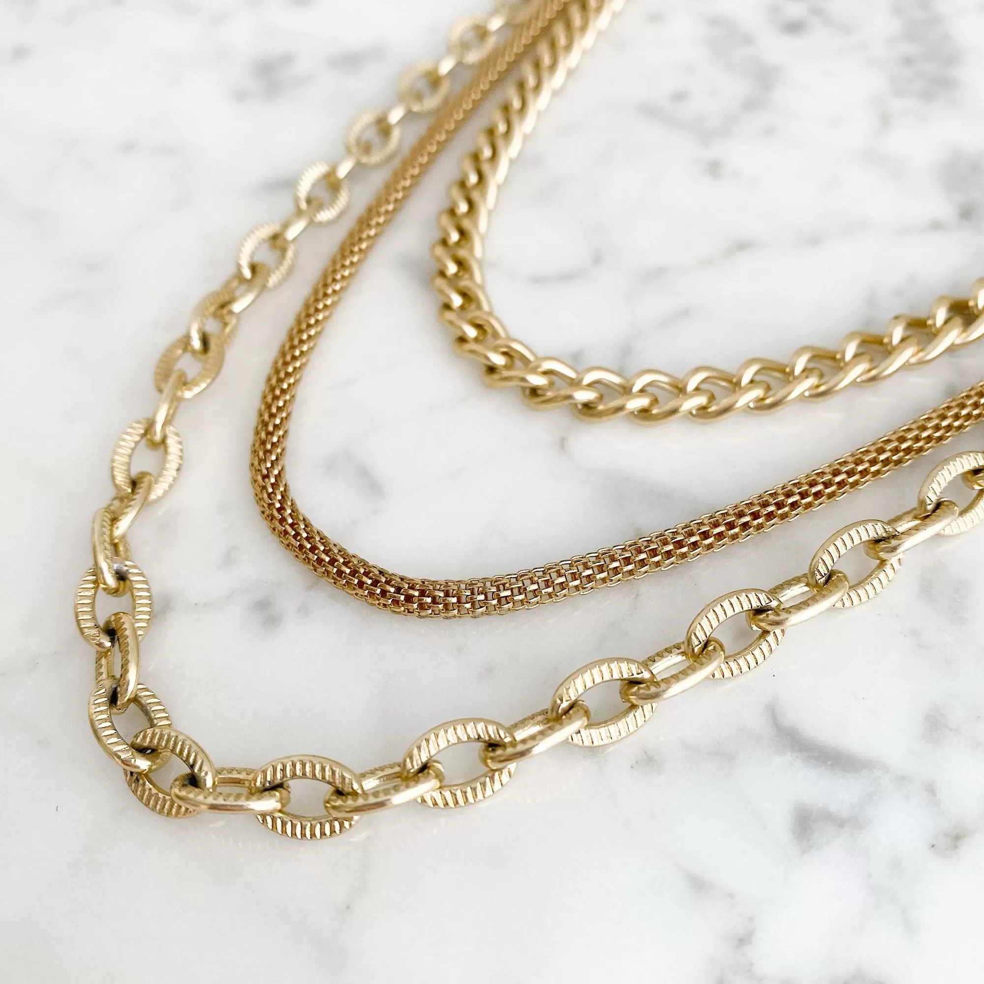 ALFIE triple strand gold layered necklace