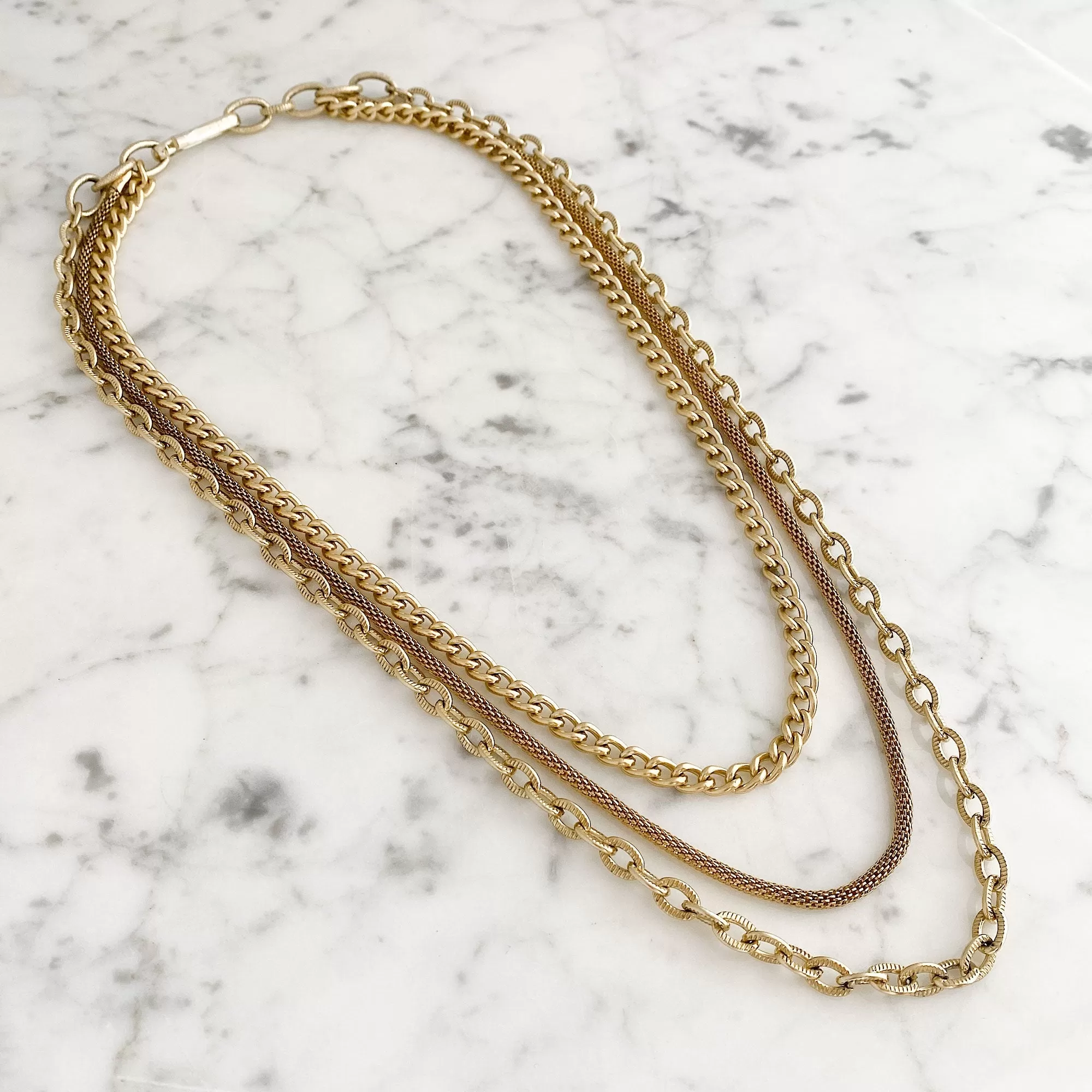 ALFIE triple strand gold layered necklace