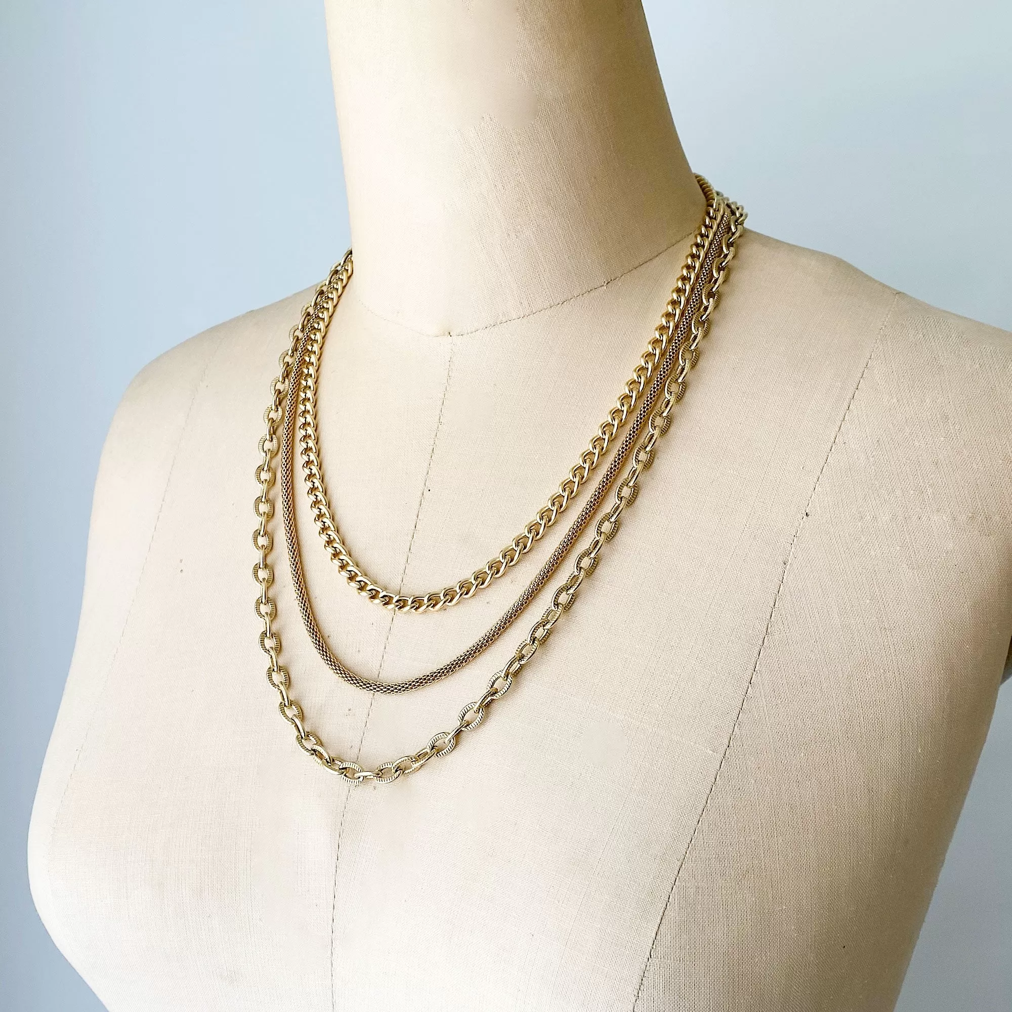 ALFIE triple strand gold layered necklace