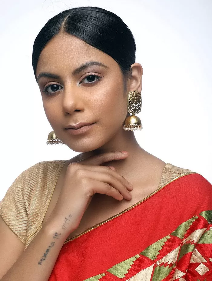 Alloy Jhumka Earrings in Gold