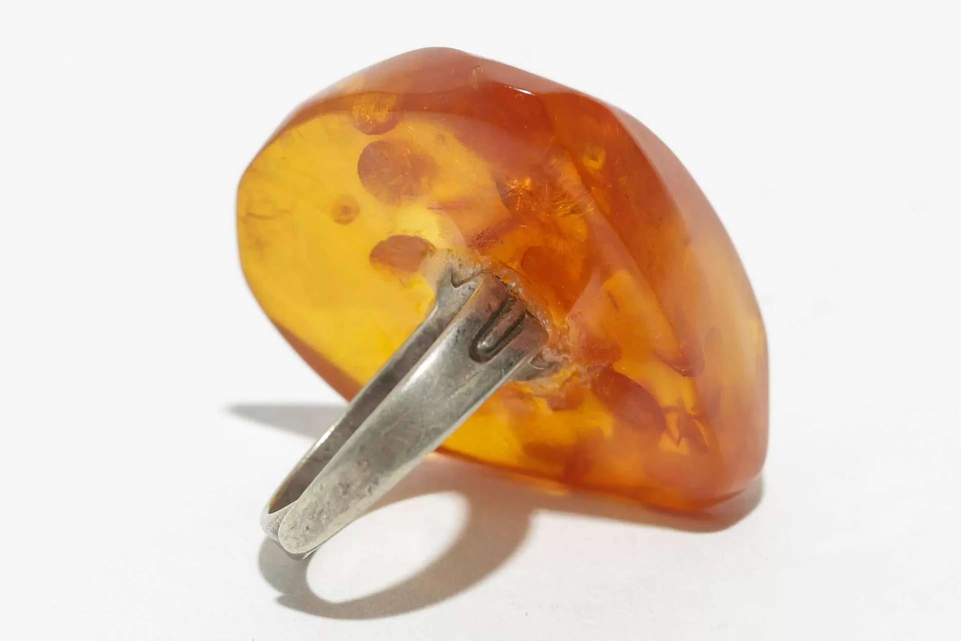 Amber Ring with Tone Metal Shank