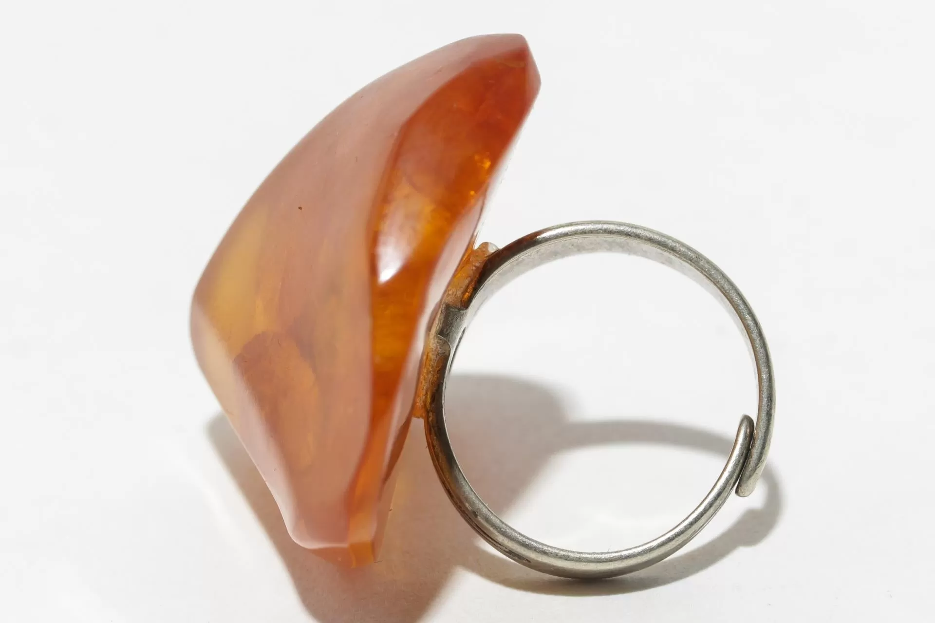 Amber Ring with Tone Metal Shank