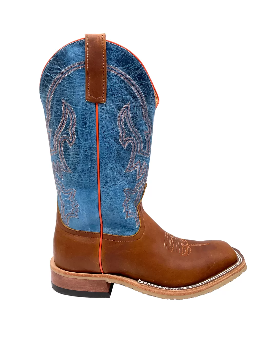 'Anderson Bean' Men's 13" Briar Mad Dog Western Square Toe - Brown / Blue