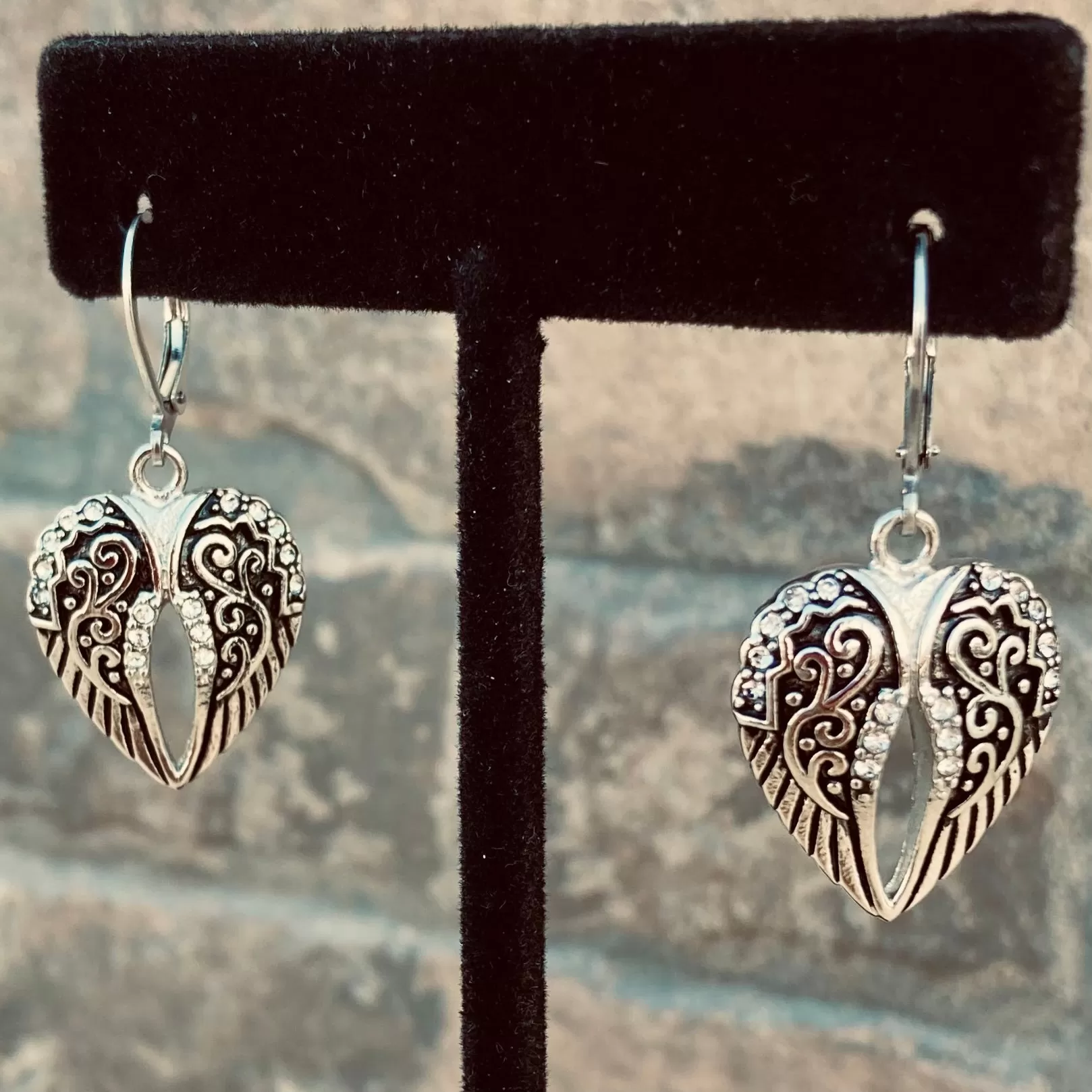 Angel Wings Mini Earrings - Double Silver Bling - SK2535E