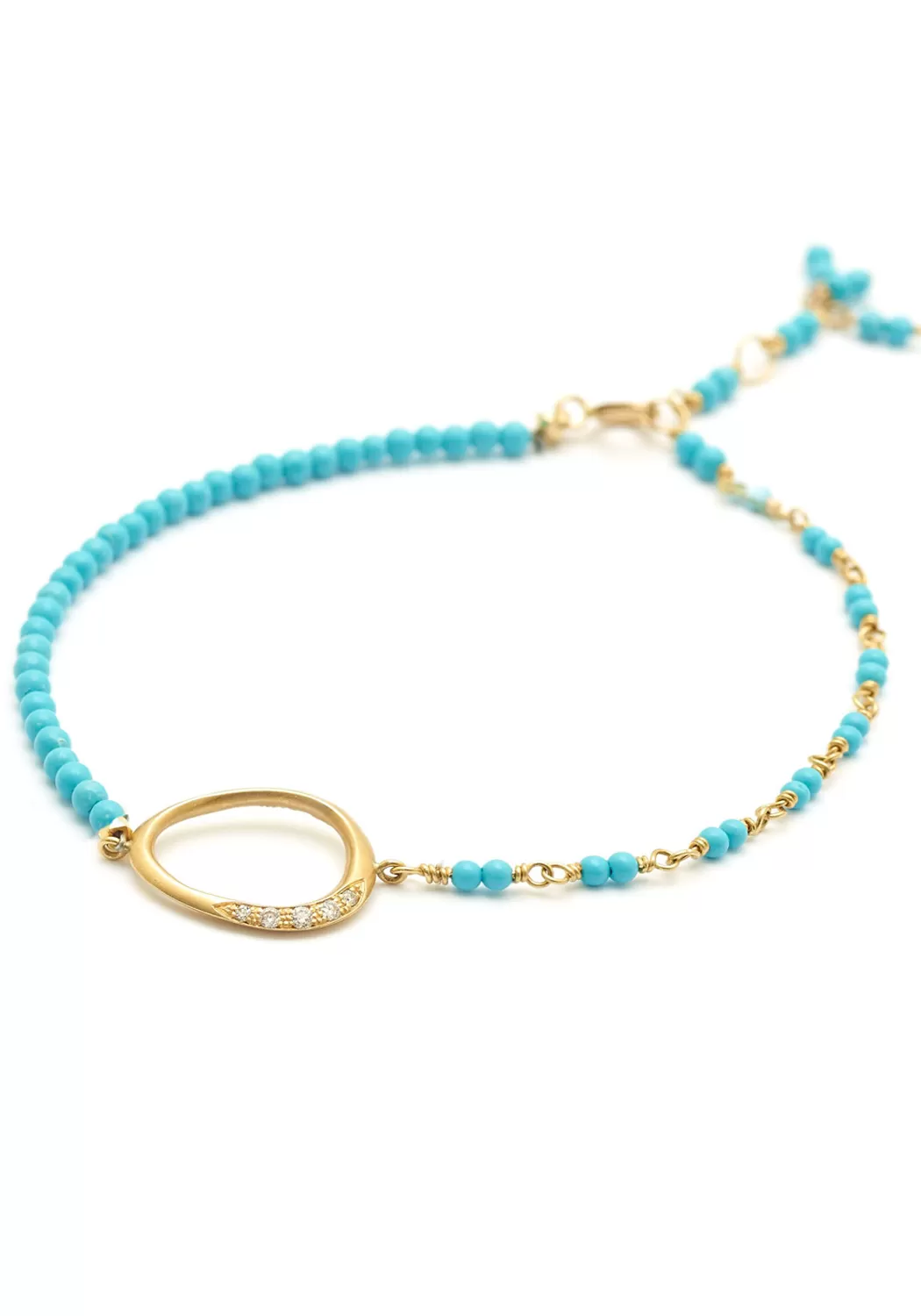 Anne Sportun 18KYG Diamond Flow Turquoise Bead Bracelet