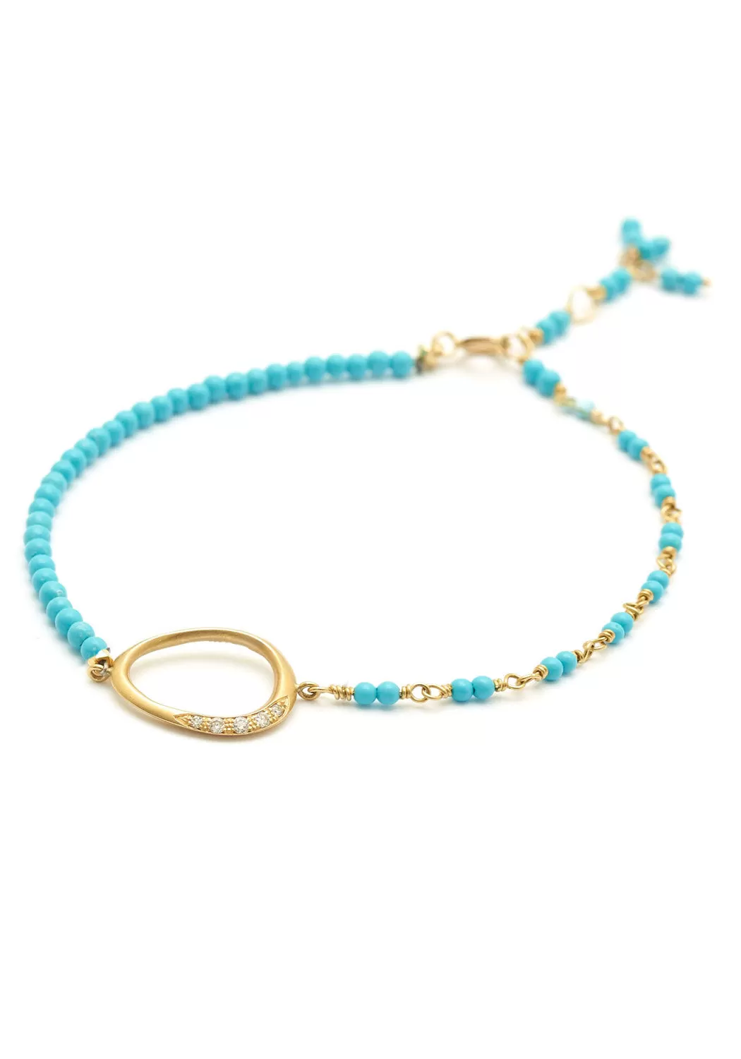 Anne Sportun 18KYG Diamond Flow Turquoise Bead Bracelet