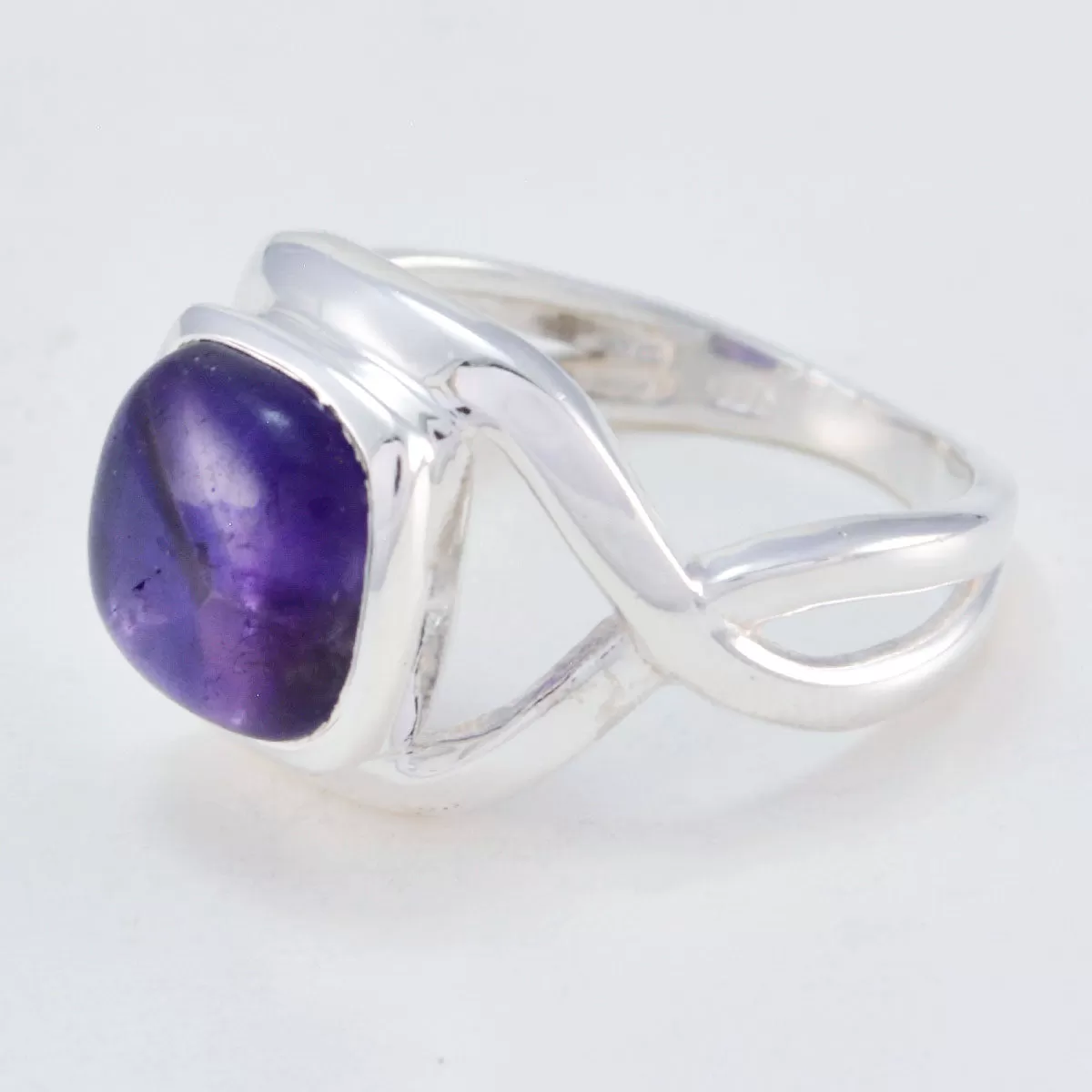 Appealing Gemstone Amethyst 925 Silver Rings Cheap Hip Hop Jewelry