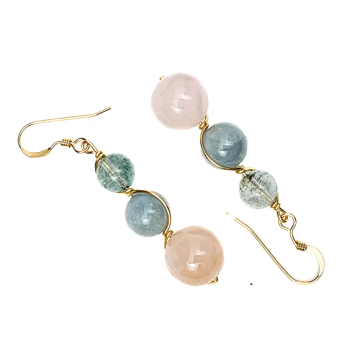 Aquamarine & Morganite Earrings With Gold-Filled French Earwires