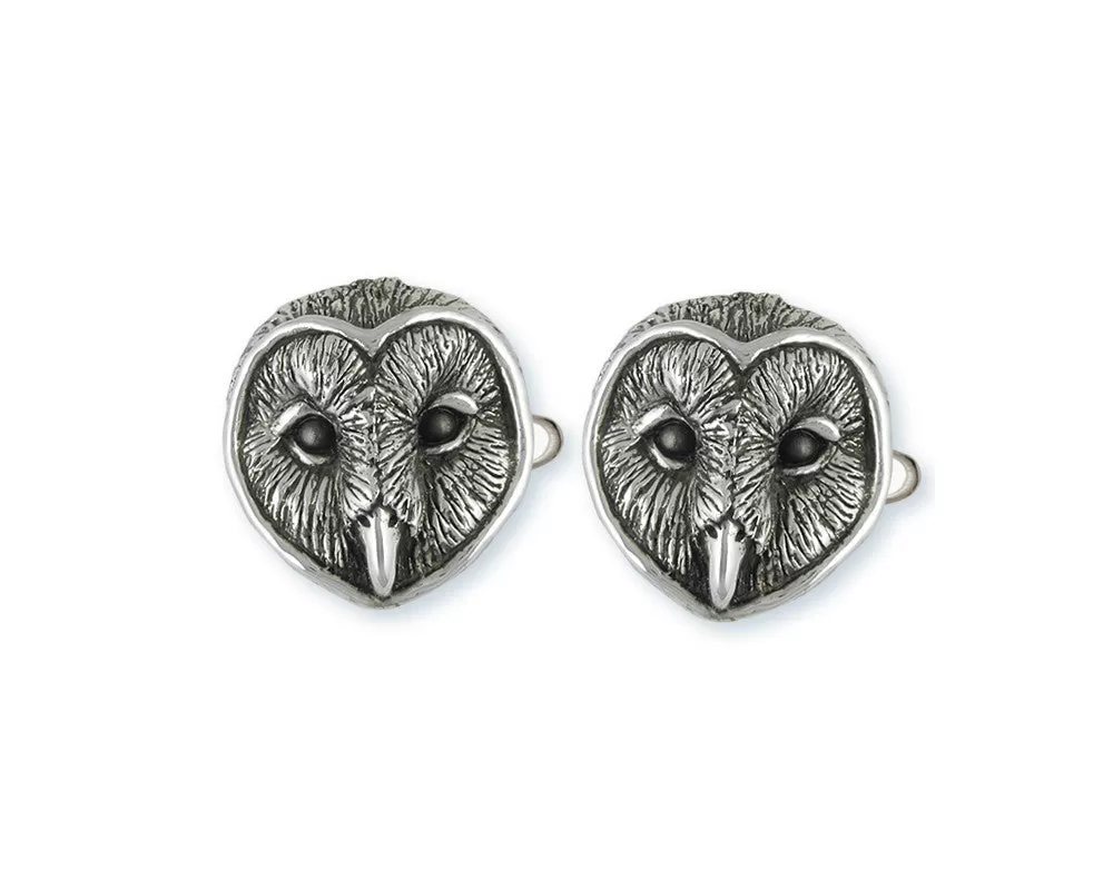 Barn Owl Cufflinks Jewelry Sterling Silver Handmade Bird Cufflinks OW3-CL