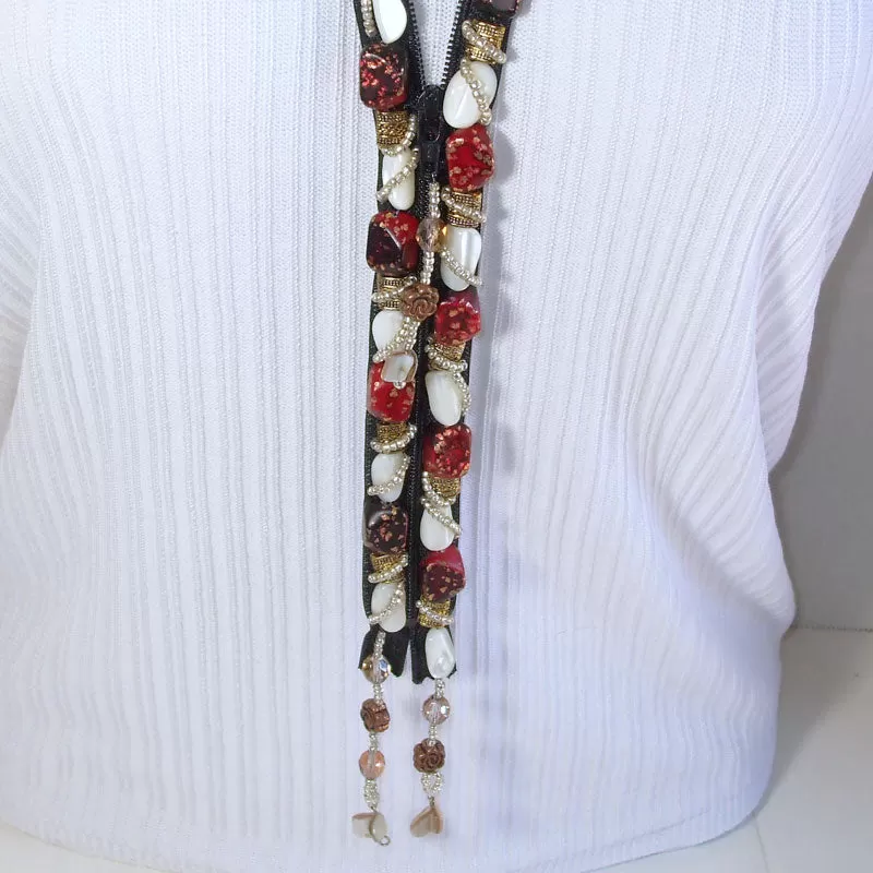 Bernice Beaded Zipper Necklace