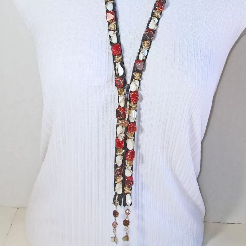 Bernice Beaded Zipper Necklace